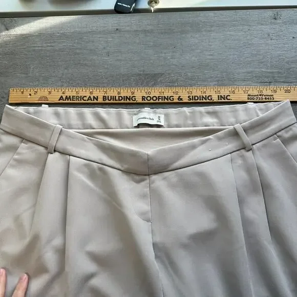 Abercrombie & Fitch Maternity Sloane Tailored Pants Oatmeal Cream 14L - Picture 11 of 16